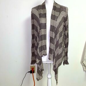 About a girl semi-sheer open front striped cardigan brown ivory women’s medium